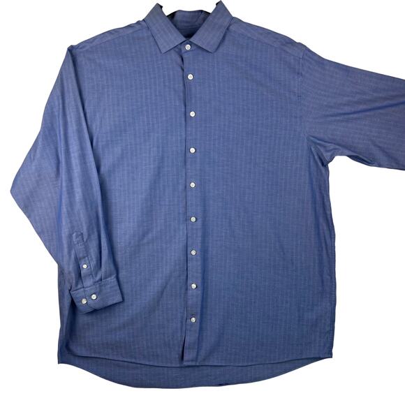 Collection by Michael Strahan Button Down Shirt Men’s 18 1/2 36/37 Blue Hrrngbn - Picture 1 of 9